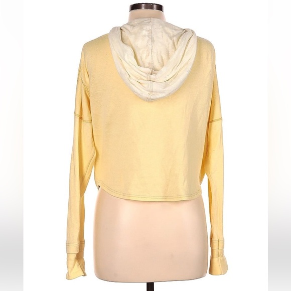 Free People Buttercream Mixed Media Dolman Sleeve Hooded Zip Front Sweatshirt - Picture 3 of 7